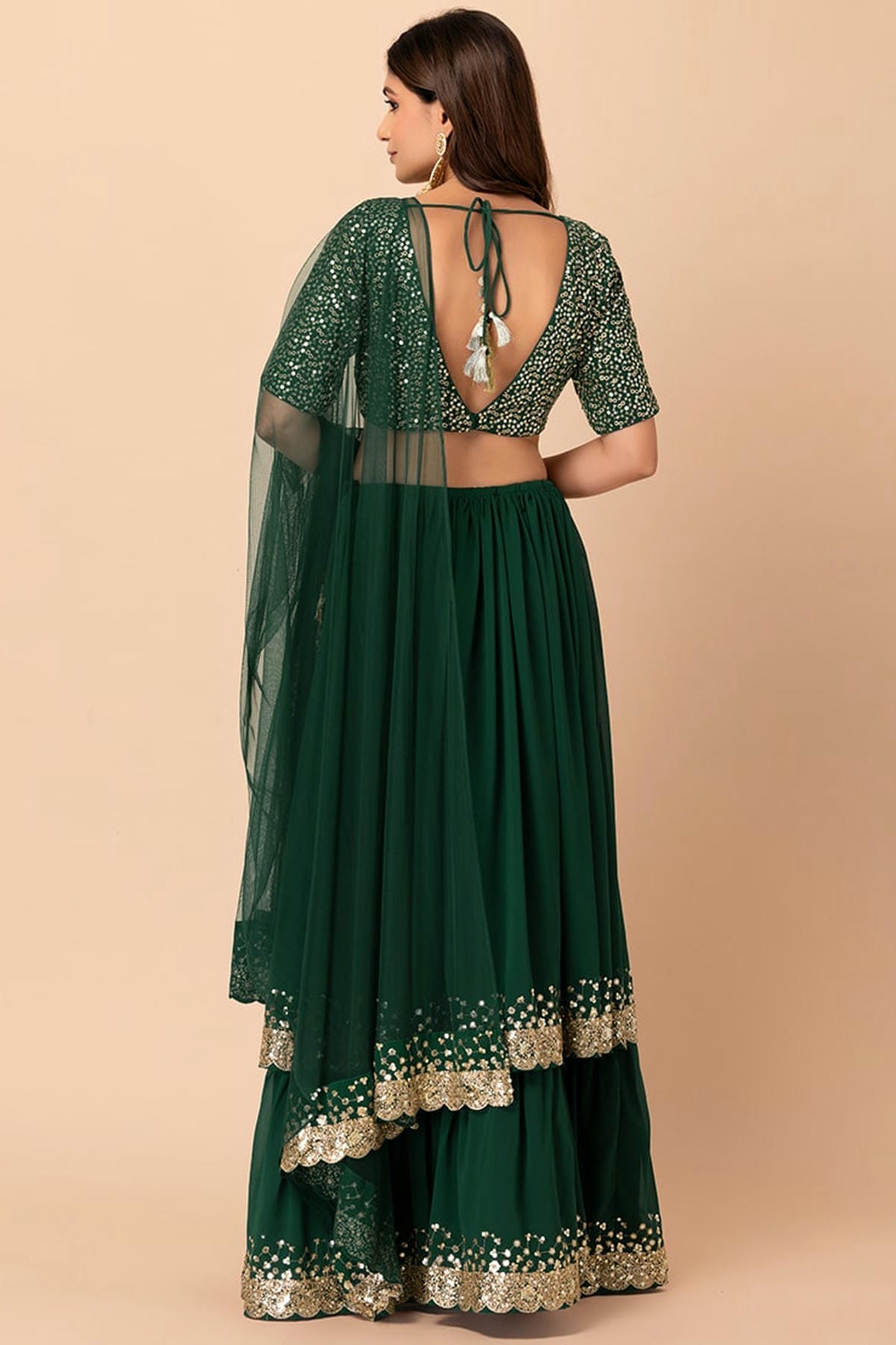 Georgette Lehenga Choli In Green Colour LC10110157