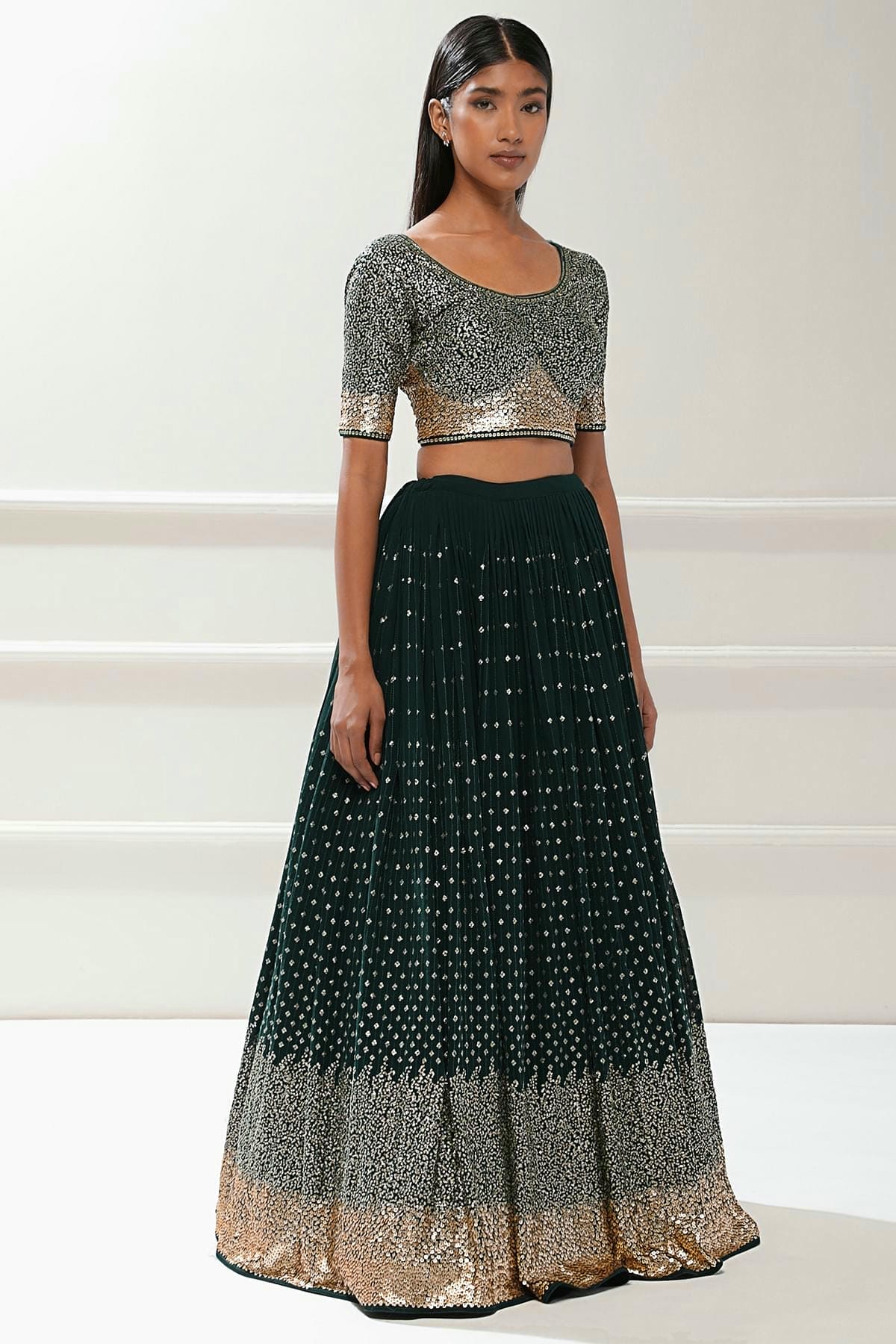 Georgette Lehenga Choli In Green Colour LC10110172