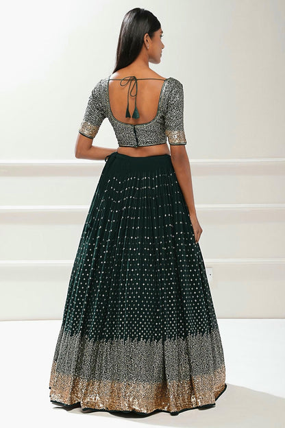 Georgette Lehenga Choli In Green Colour LC10110172