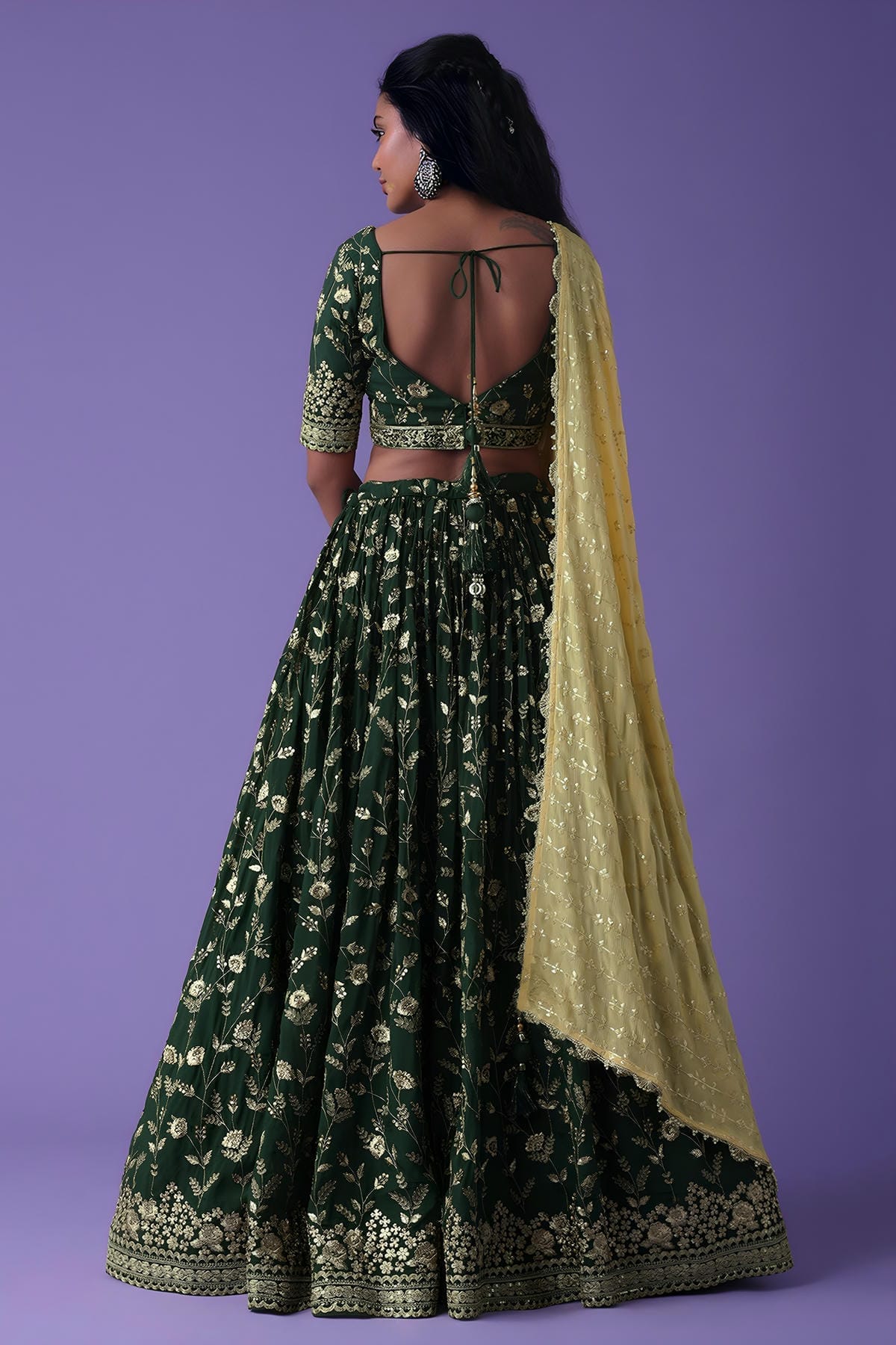 Georgette Lehenga Choli In Green Colour LC10110178