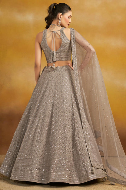 Georgette Lehenga Choli In Grey Colour LC10110134