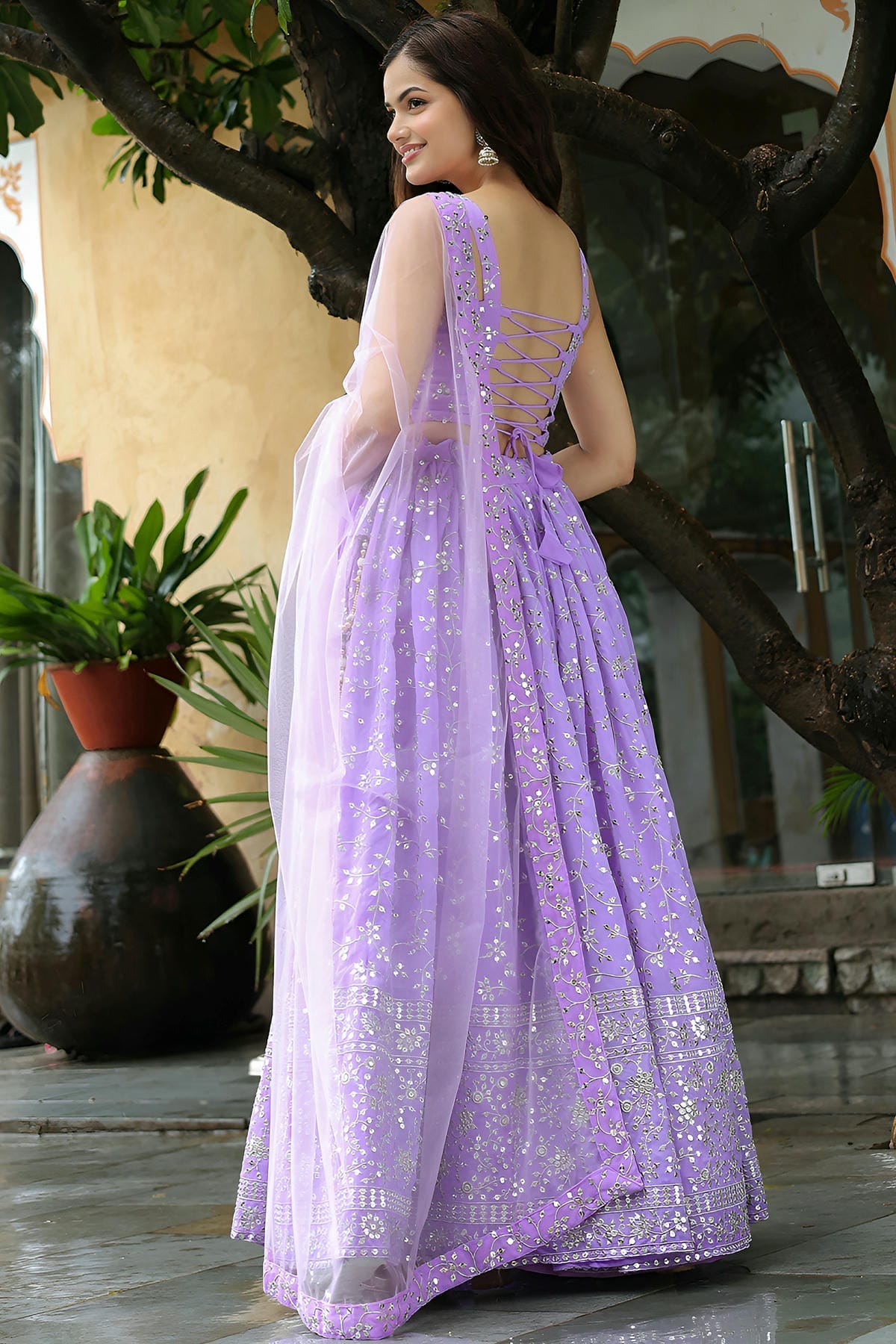 Georgette Lehenga Choli In Lavender Colour LC10110181