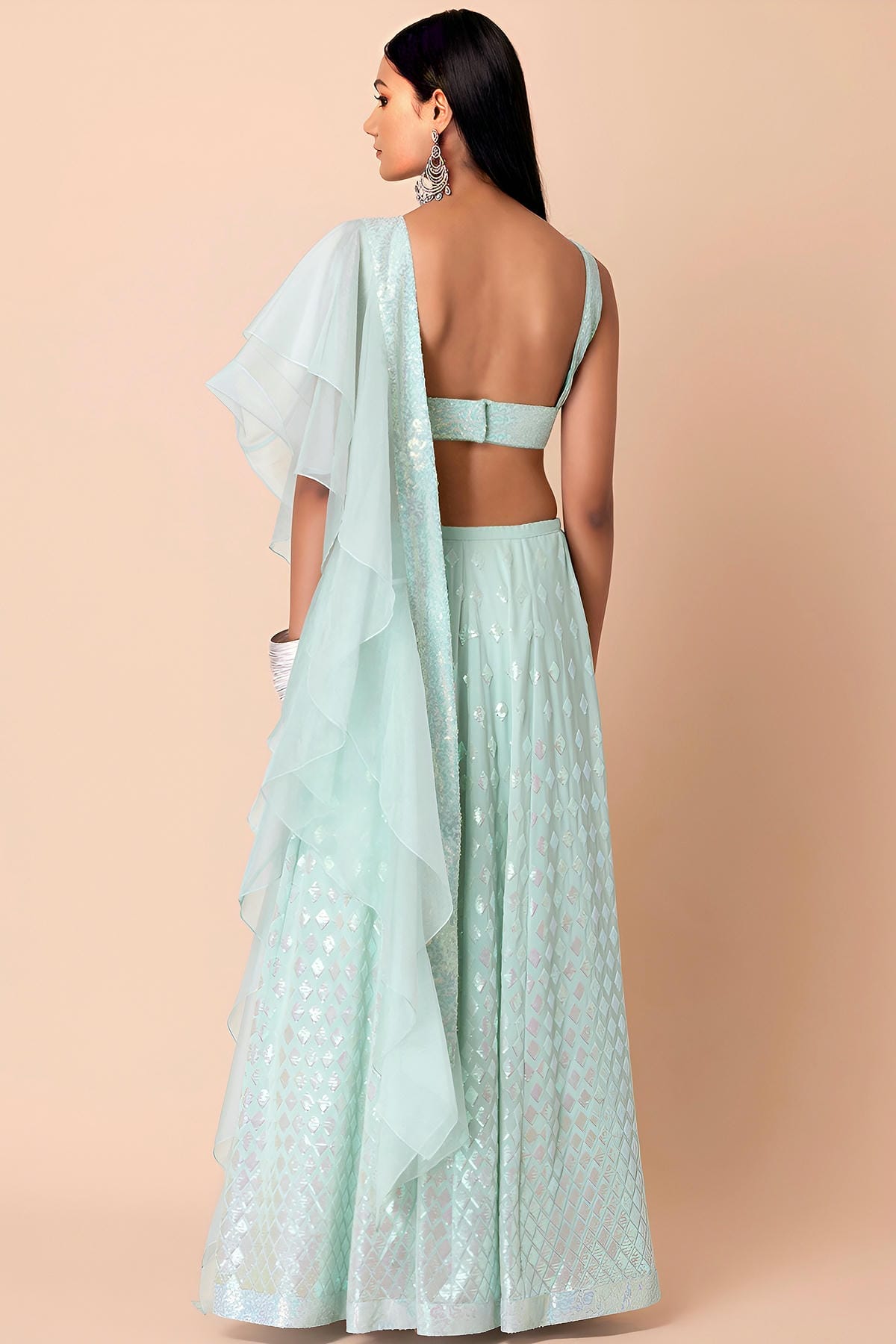 Georgette Lehenga Choli In Light Blue Colour LC10110167