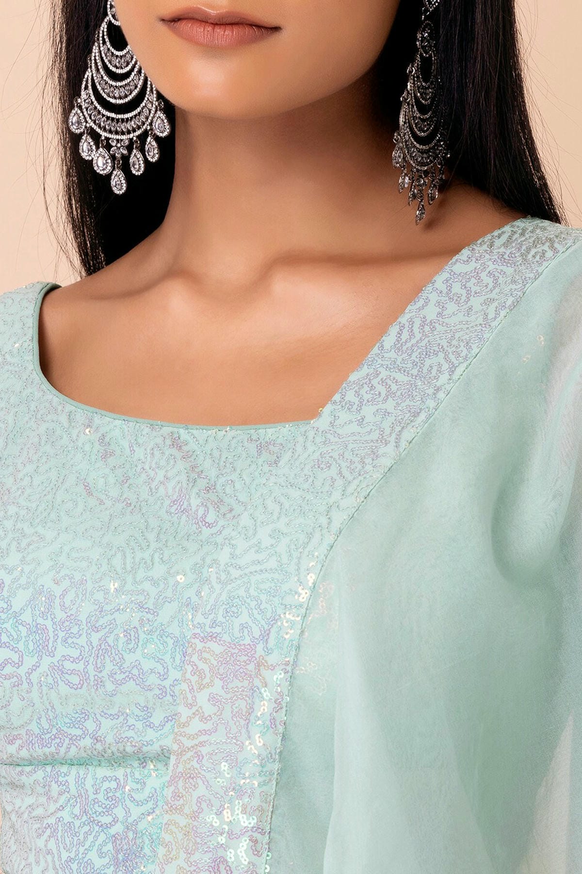 Georgette Lehenga Choli In Light Blue Colour LC10110167