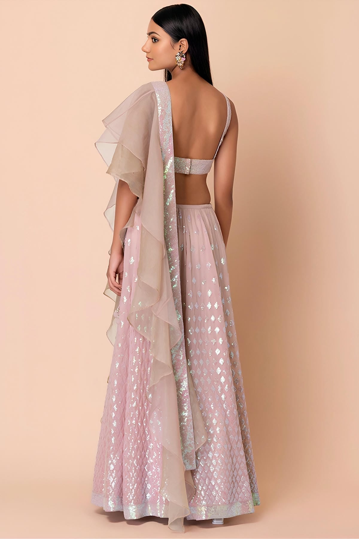 Georgette Lehenga Choli In Light Pink Colour LC10110168