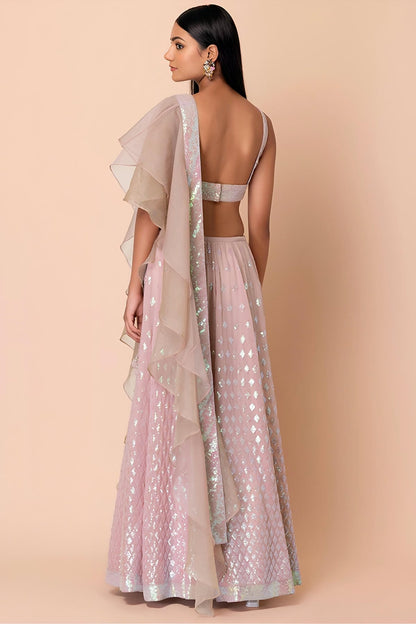 Georgette Lehenga Choli In Light Pink Colour LC10110168