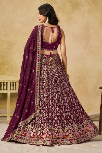 Georgette Lehenga Choli In Maroon Colour LC10110114