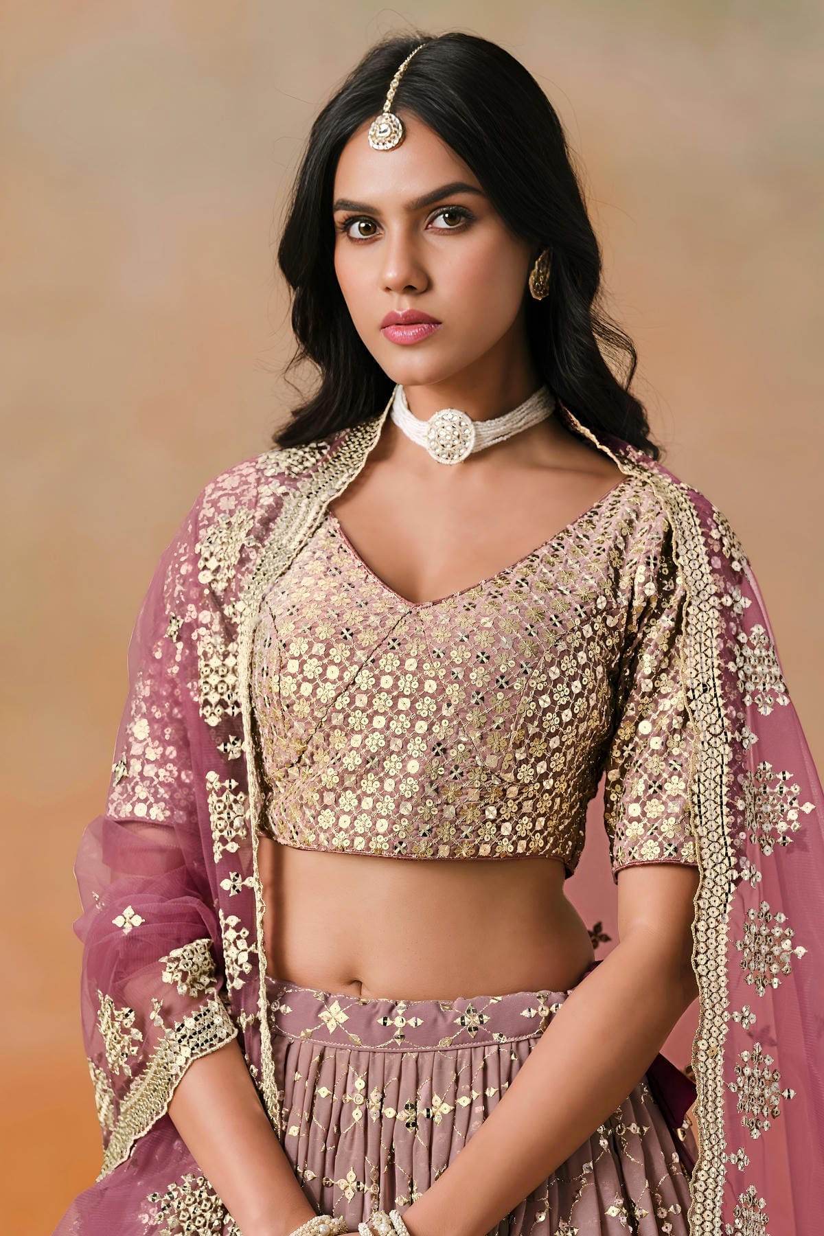 Georgette Lehenga Choli In Maroon Colour LC10110119
