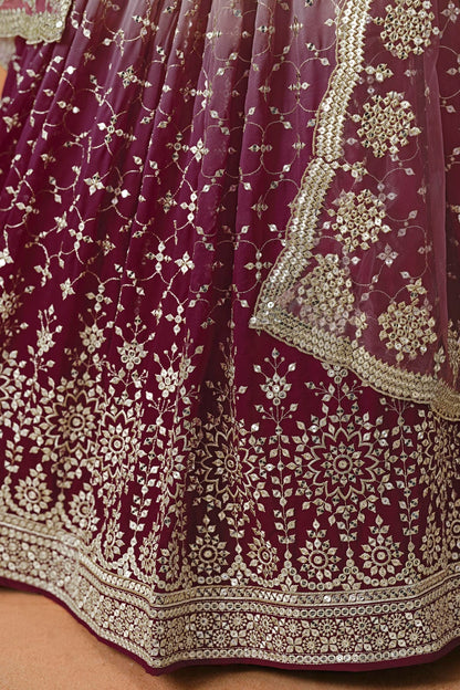 Georgette Lehenga Choli In Maroon Colour LC10110119