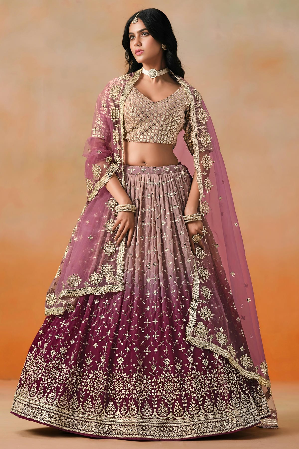 Georgette Lehenga Choli In Maroon Colour LC10110119