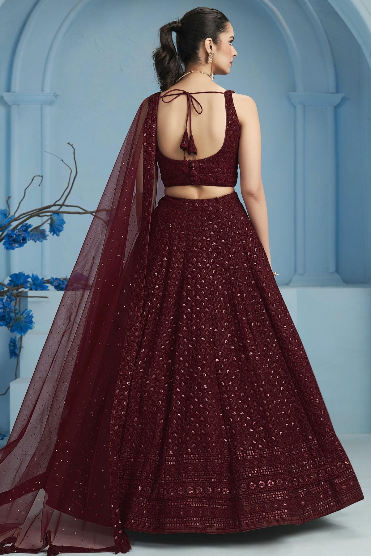 Georgette Lehenga Choli In Maroon Colour LC10110139