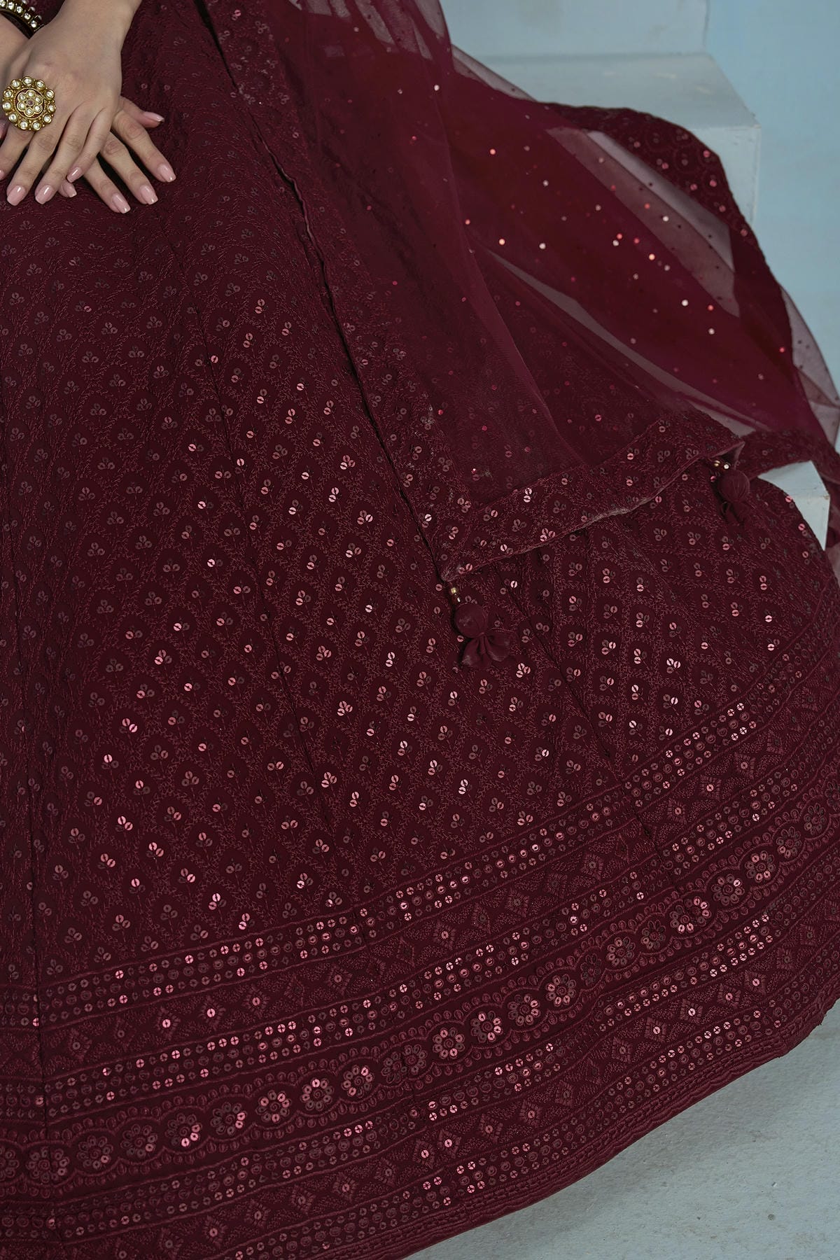 Georgette Lehenga Choli In Maroon Colour LC10110139