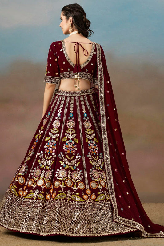 Georgette Lehenga Choli In Maroon Colour LC10110145