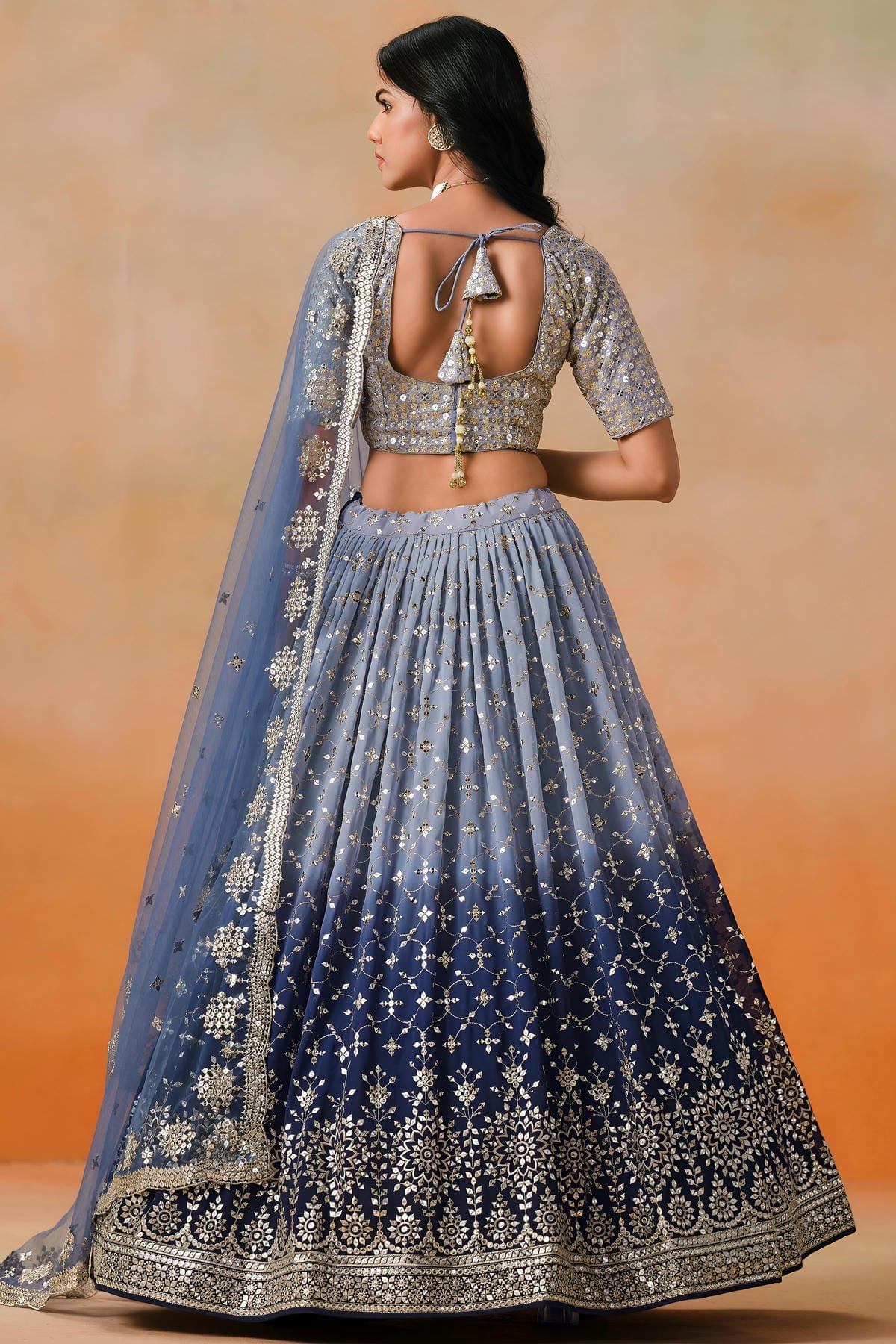 Georgette Lehenga Choli In Navy Blue Colour LC10110121
