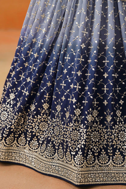 Georgette Lehenga Choli In Navy Blue Colour LC10110121