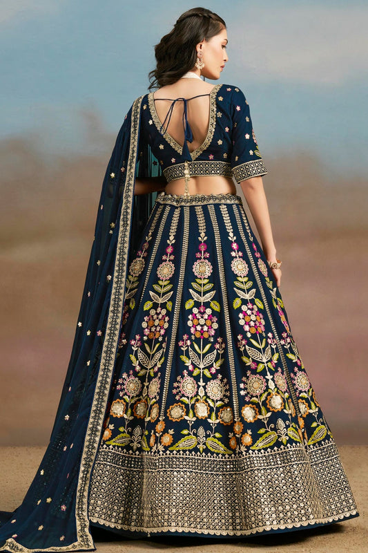 Georgette Lehenga Choli In Navy Blue Colour LC10110143