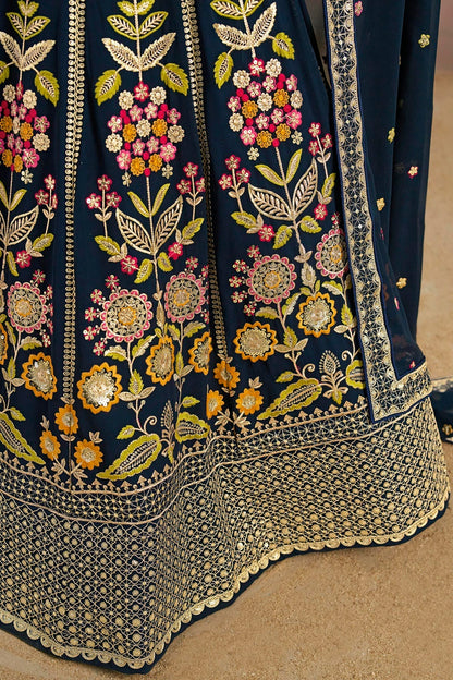 Georgette Lehenga Choli In Navy Blue Colour LC10110143