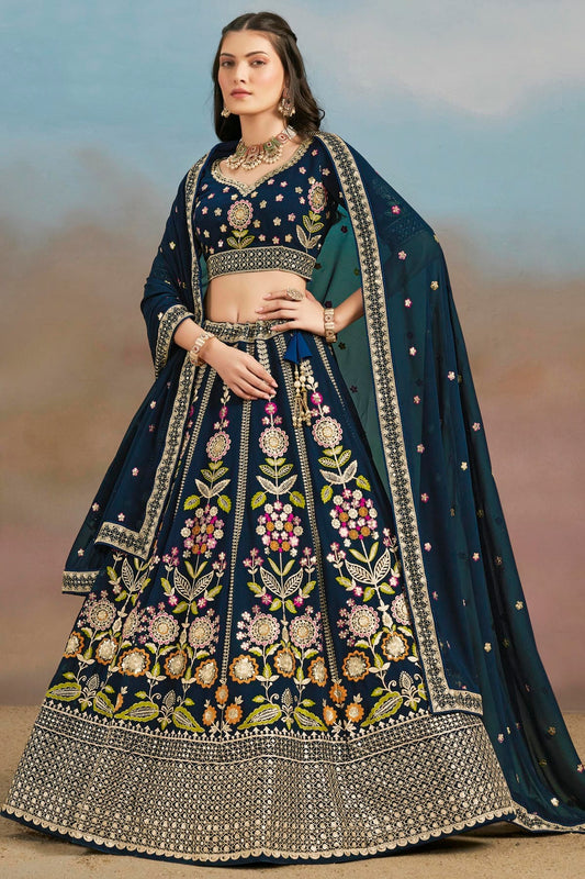 Georgette Lehenga Choli In Navy Blue Colour LC10110143
