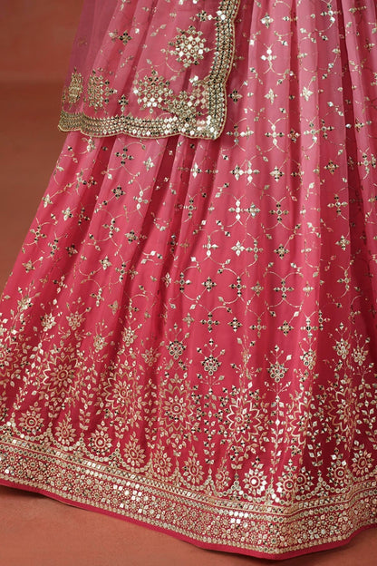 Georgette Lehenga Choli In Peach Colour LC10110122
