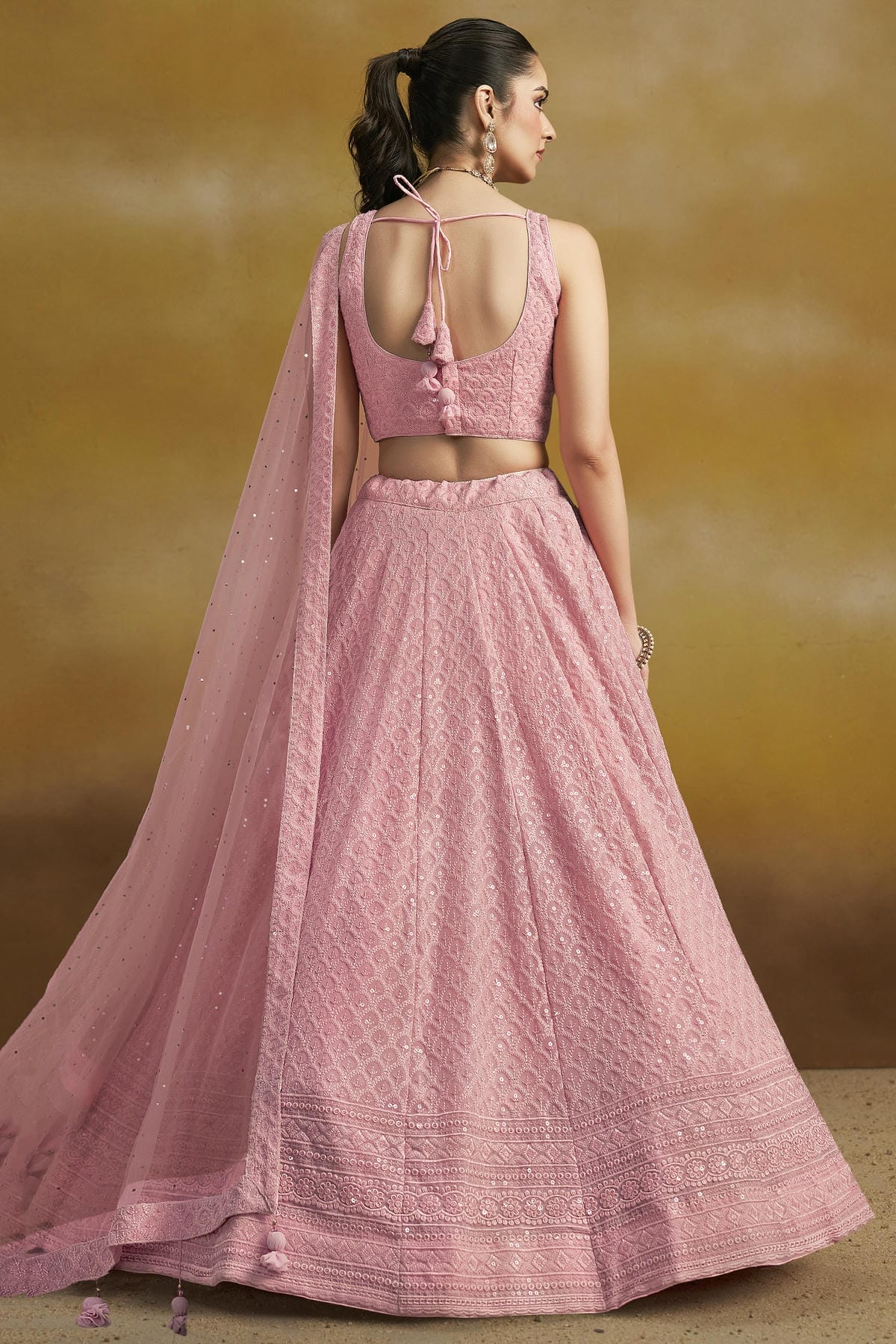 Georgette Lehenga Choli In Pink Colour LC10110140