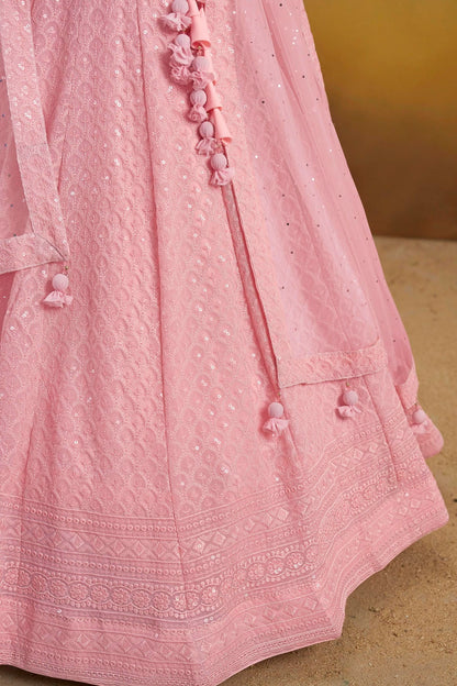 Georgette Lehenga Choli In Pink Colour LC10110140