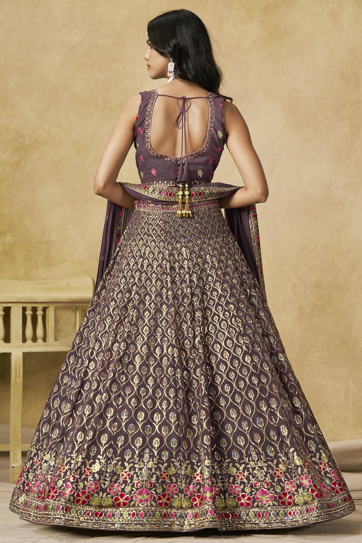 Georgette Lehenga Choli In Purple Colour LC10110115
