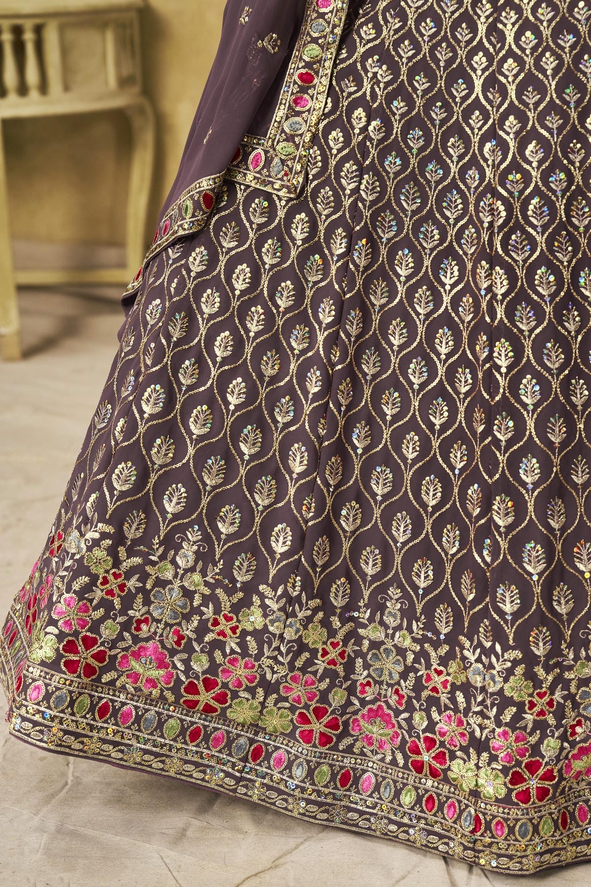 Georgette Lehenga Choli In Purple Colour LC10110115