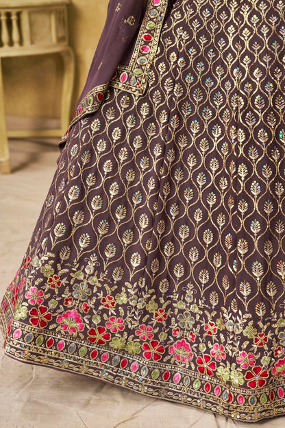 Georgette Lehenga Choli In Purple Colour LC10110115