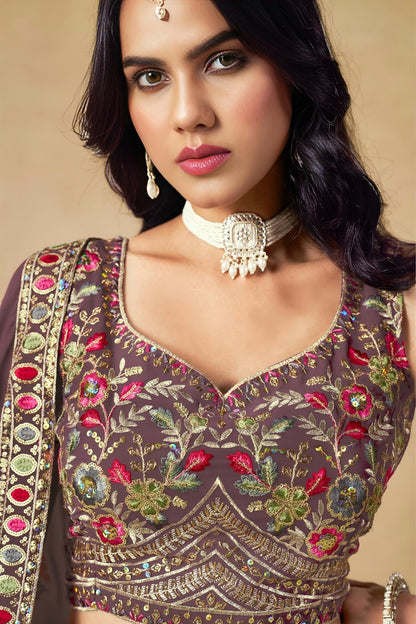 Georgette Lehenga Choli In Purple Colour LC10110115