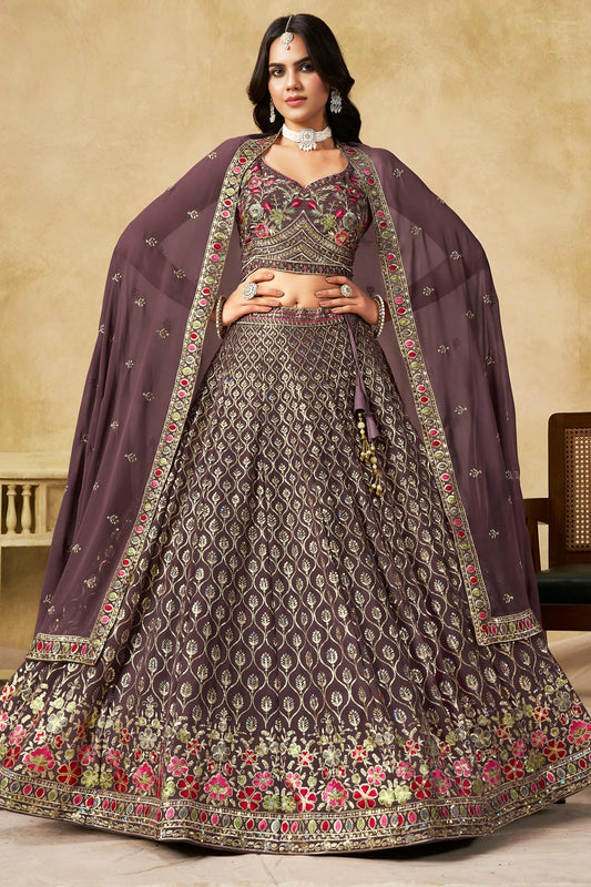 Georgette Lehenga Choli In Purple Colour LC10110115