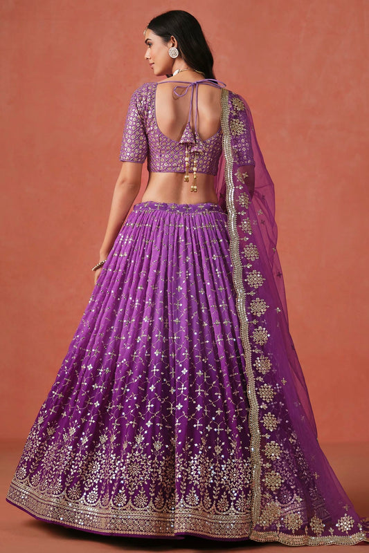 Georgette Lehenga Choli In Purple Colour LC10110123