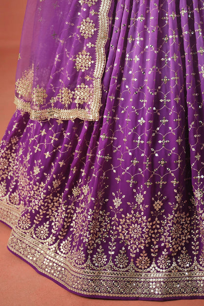 Georgette Lehenga Choli In Purple Colour LC10110123
