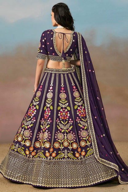 Georgette Lehenga Choli In Purple Colour LC10110146