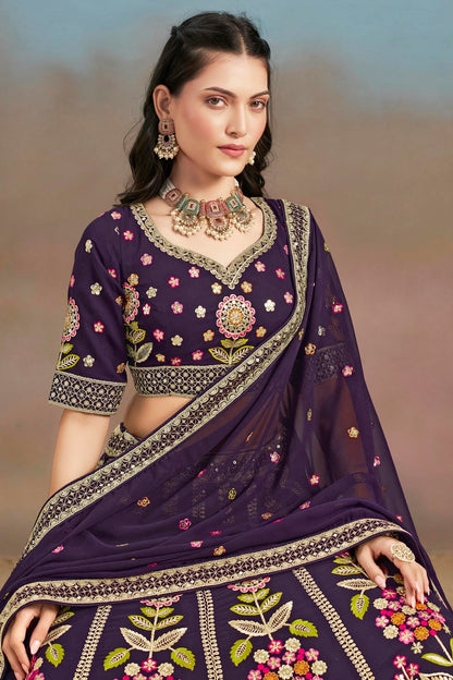 Georgette Lehenga Choli In Purple Colour LC10110146
