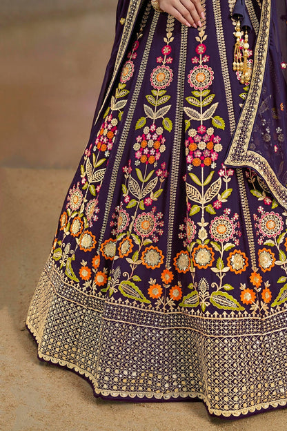 Georgette Lehenga Choli In Purple Colour LC10110146