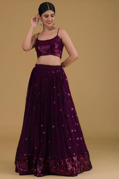 Georgette Lehenga Choli In Purple Colour LC10110164