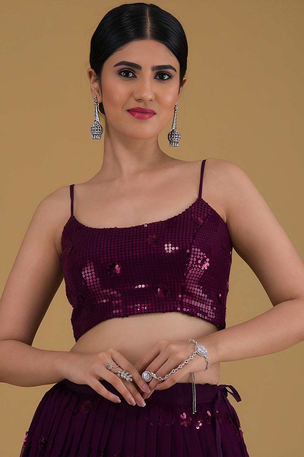 Georgette Lehenga Choli In Purple Colour LC10110164