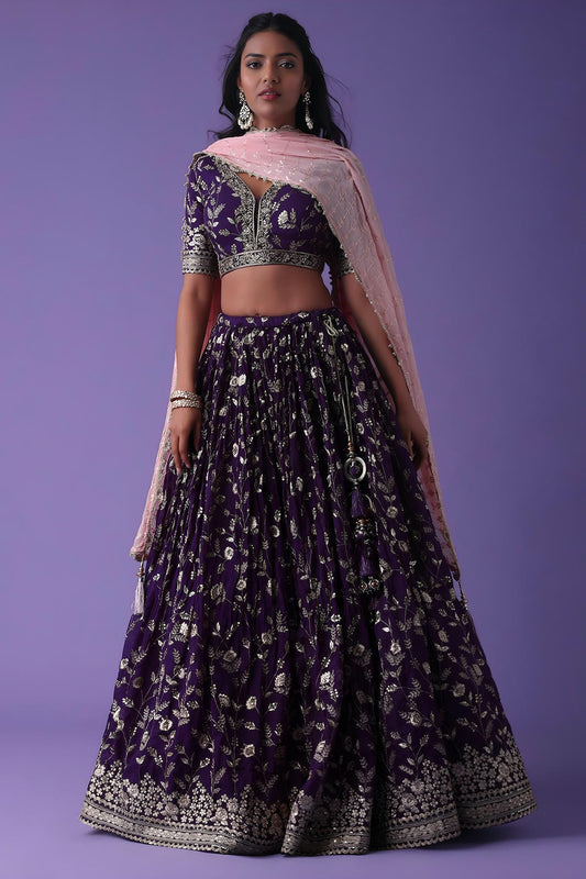 Georgette Lehenga Choli In Purple Colour LC10110179