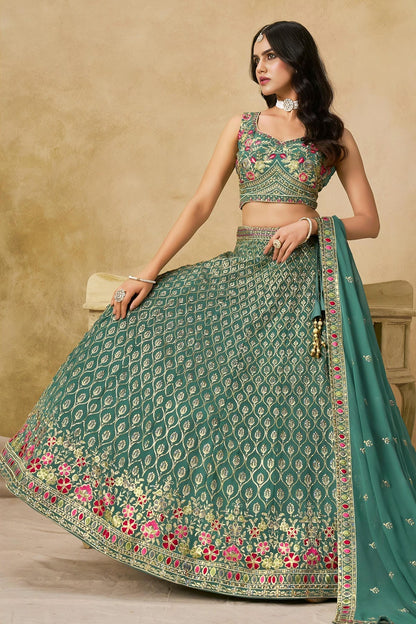 Georgette Lehenga Choli In Rama Blue Colour LC10110112