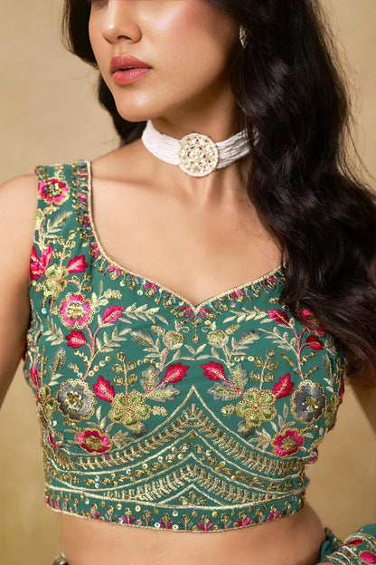 Georgette Lehenga Choli In Rama Blue Colour LC10110112