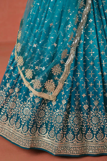 Georgette Lehenga Choli In Rama Blue Colour LC10110124