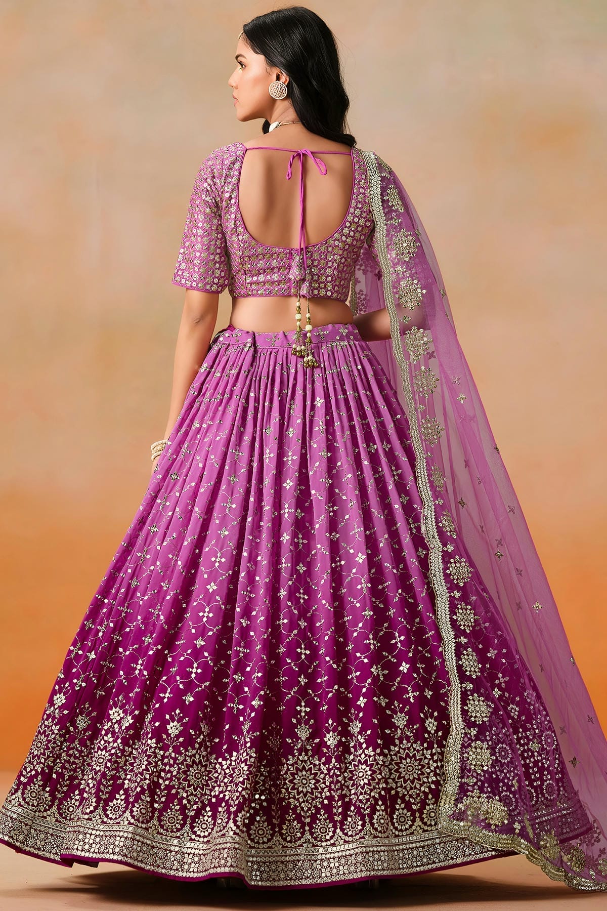 Georgette Lehenga Choli In Rani Pink Colour LC10110125