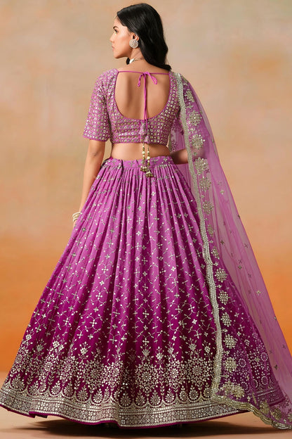Georgette Lehenga Choli In Rani Pink Colour LC10110125