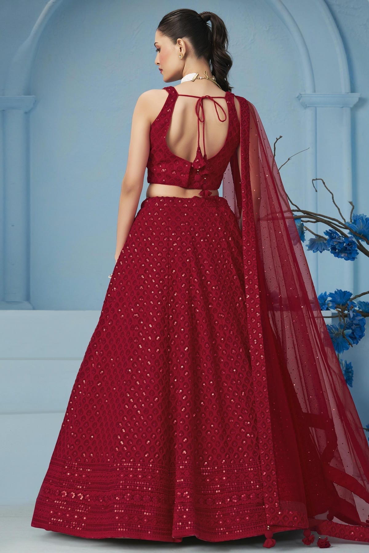 Georgette Lehenga Choli In Red Colour LC10110141