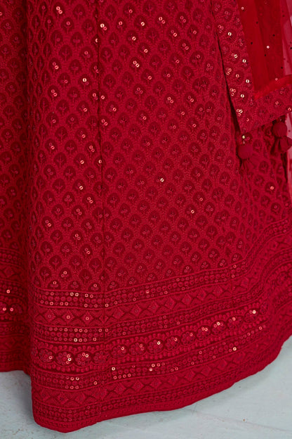 Georgette Lehenga Choli In Red Colour LC10110141