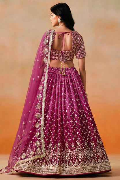 Georgette Lehenga Choli In Red Pink Colour LC10110126