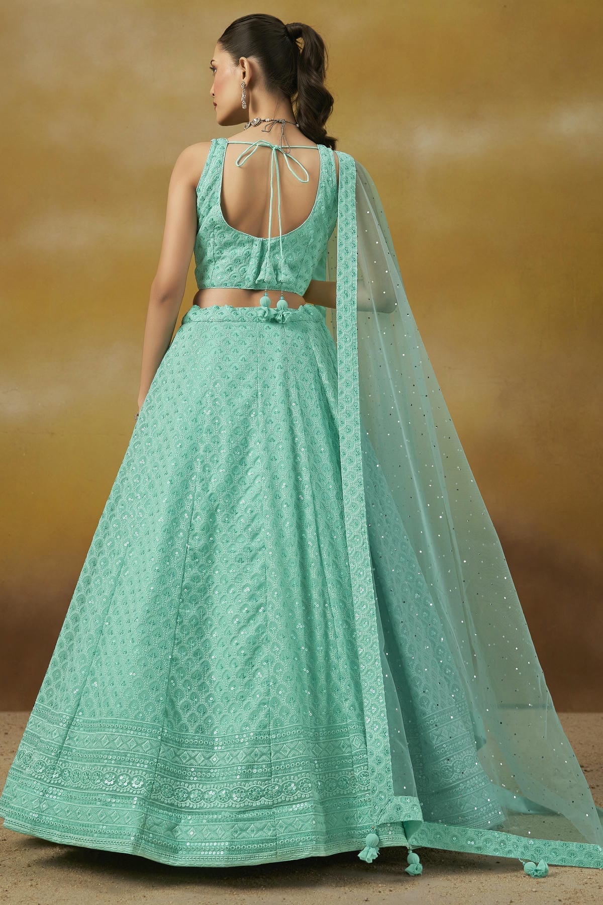 Georgette Lehenga Choli In Sky Blue Colour LC10110137