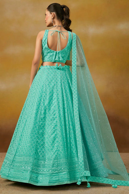 Georgette Lehenga Choli In Sky Blue Colour LC10110137