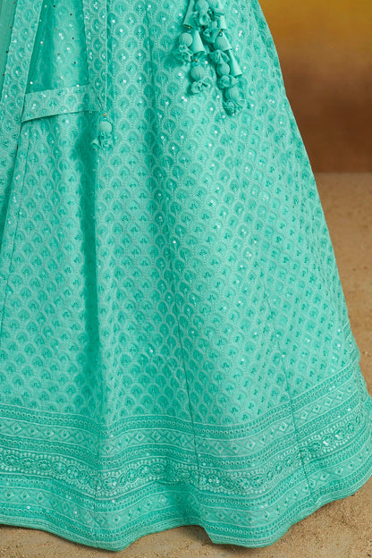 Georgette Lehenga Choli In Sky Blue Colour LC10110137