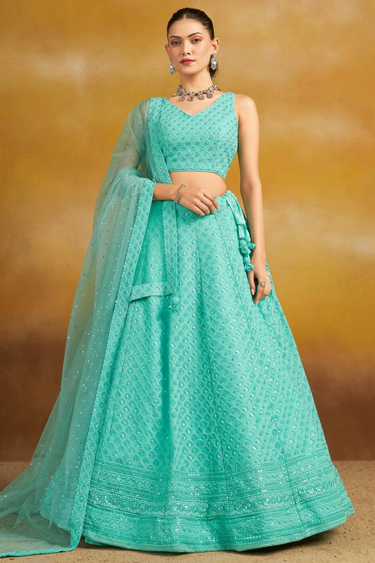 Georgette Lehenga Choli In Sky Blue Colour LC10110137